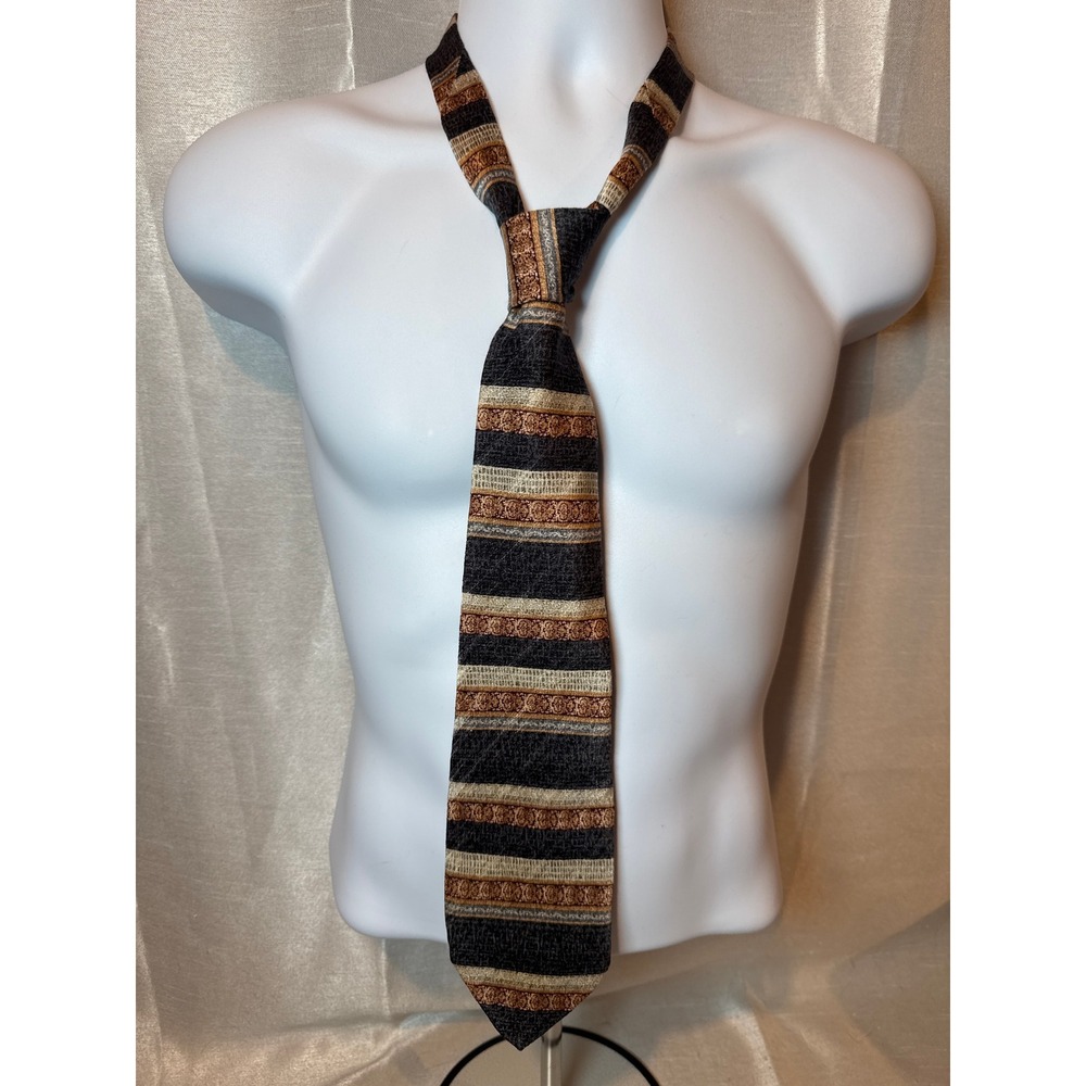 Signorelli Brown and Tan tie- handmade 100% silk‎